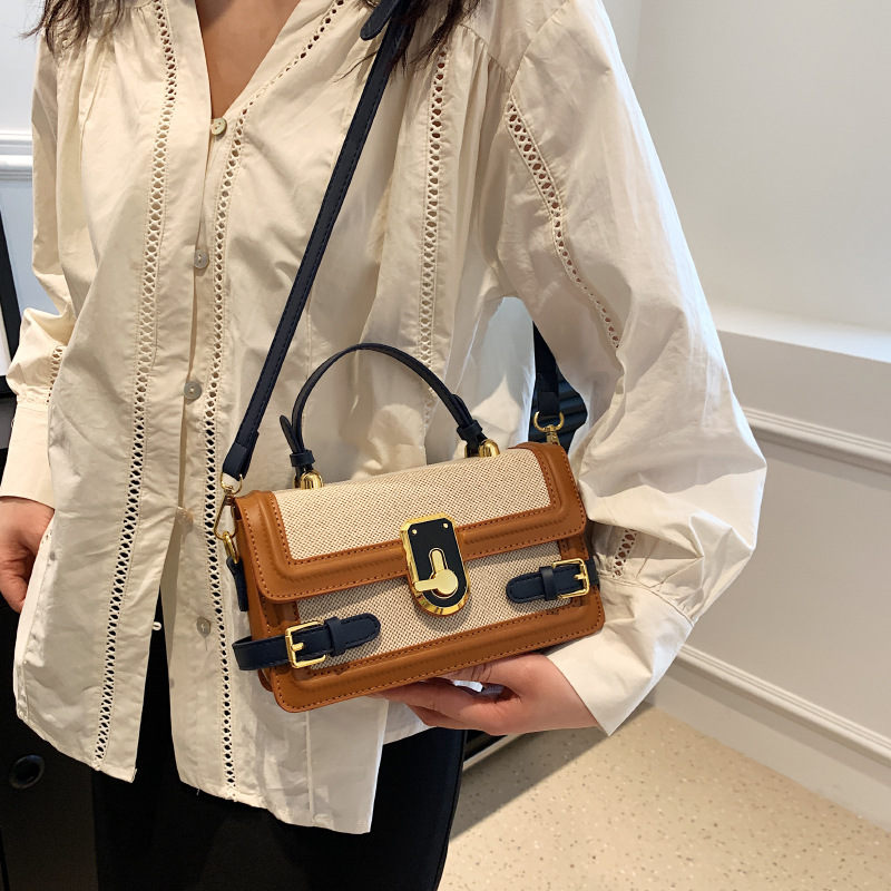 Bolso bandolera de alta gama con diseño de nicho, multicolor, de moda, con bloques de color, pequeño y cuadrado, con múltiples bolsillos para mujer.