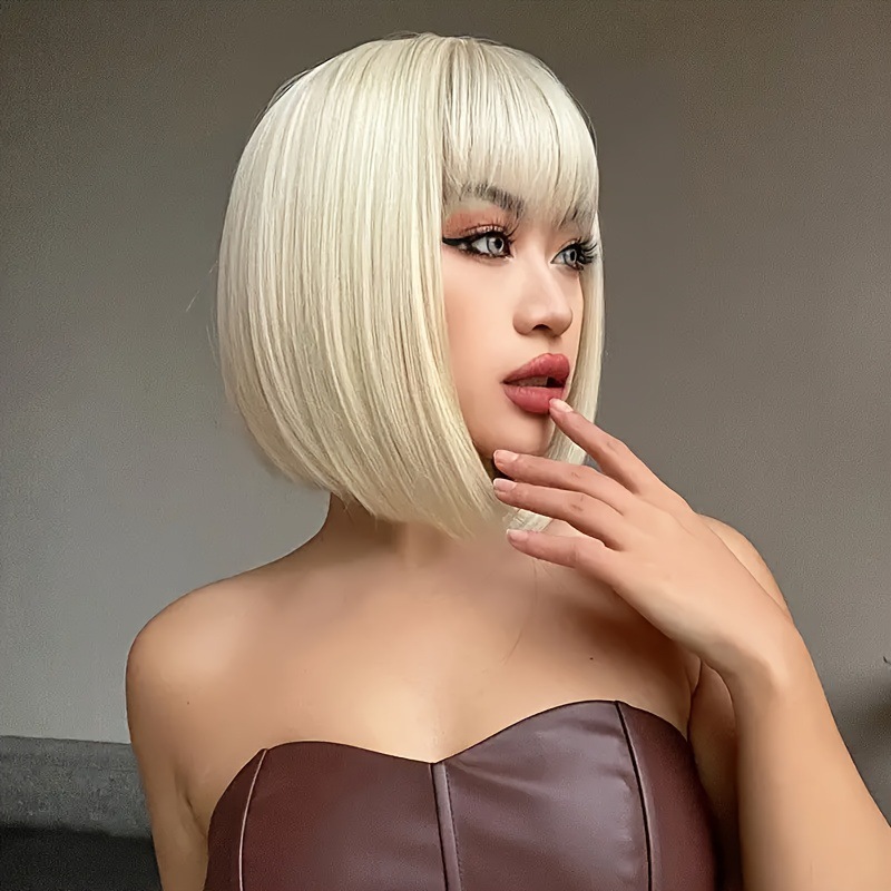 Europa y los Estados Unidos transfronterizos hombro pelucas mujeres Bo Bo natural flojo cabello completo pelucas de cabello de franja multicolor opcional