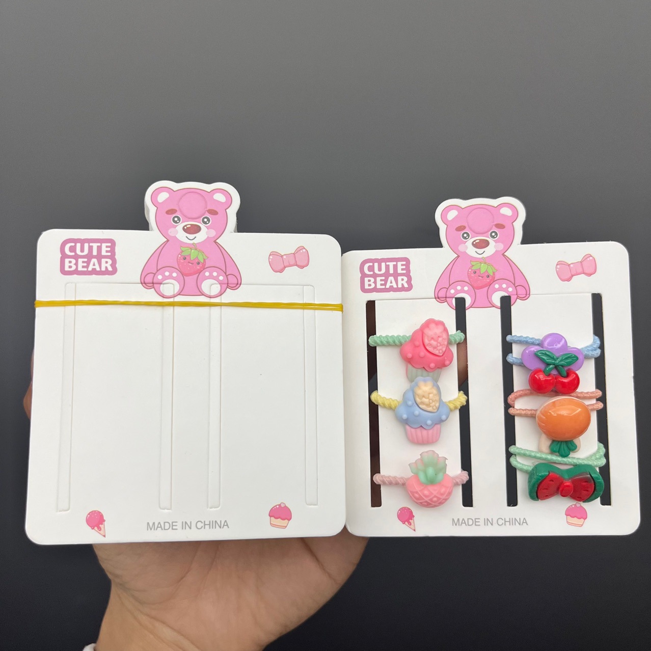 Kp1135儿童可爱大小熊两排发圈包装卡片diy手工皮筋收纳卡头吊牌