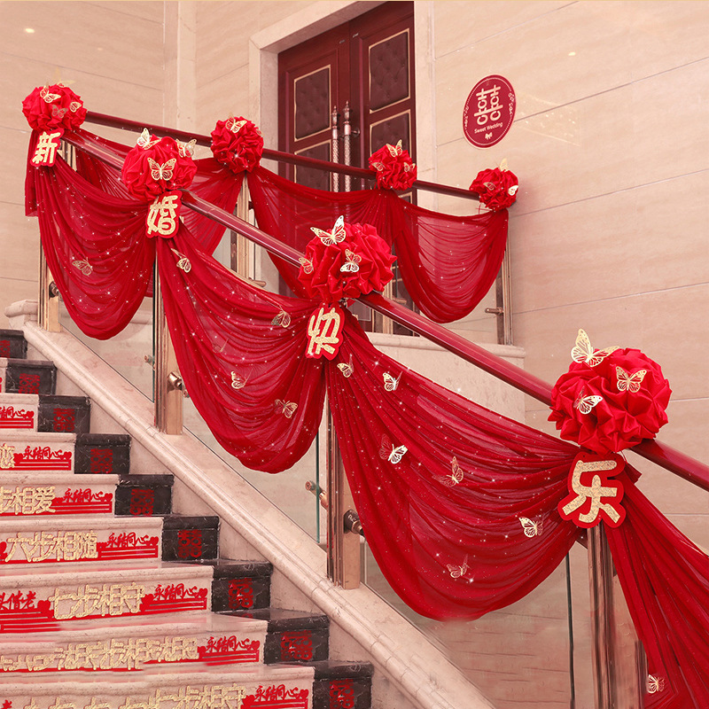 婚庆用品婚房布置纱幔道具背景布幔云顶纱吊顶纱亮片楼梯扶手装饰-阿里巴巴