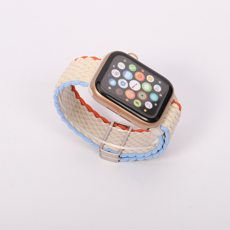 The new Apple Watch strap is a fashionable one-piece magnetic clasp nylon woven iwatch strap Item Picture