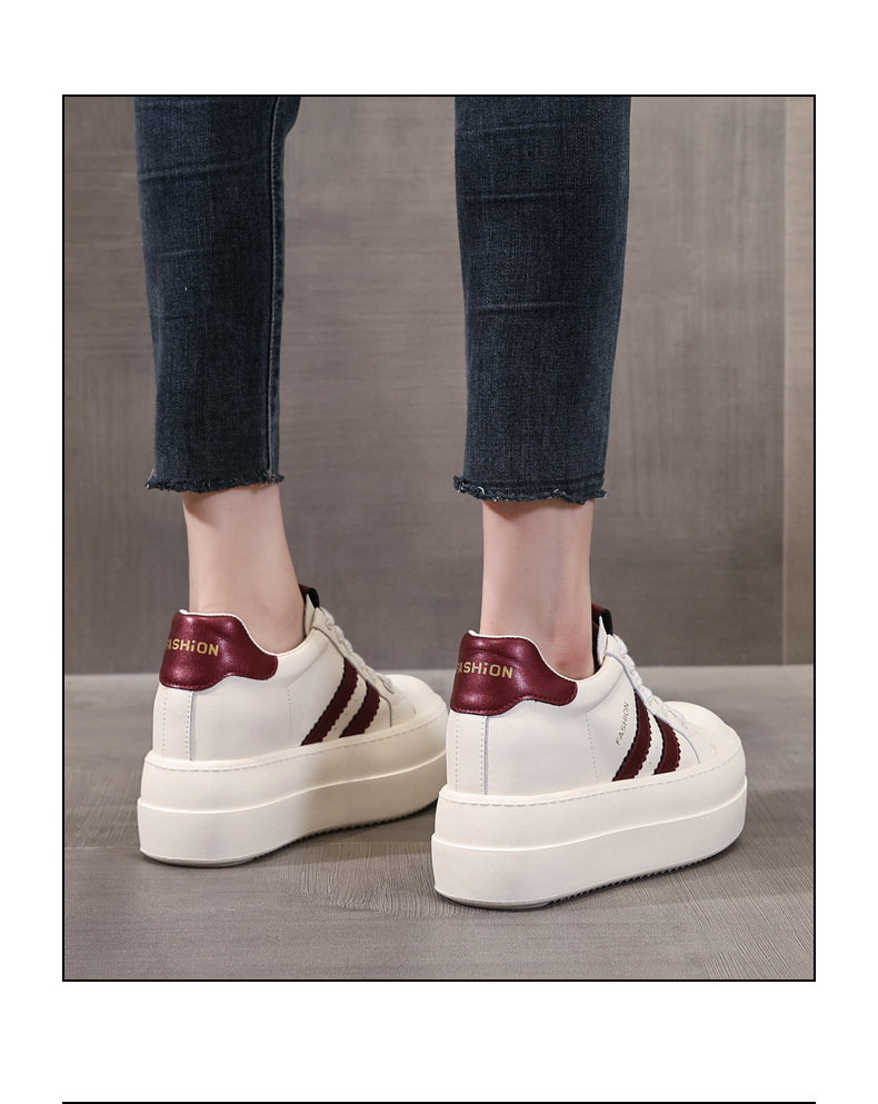 Giày sneaker nữ đế dày tăng chiều cao bên trong, form thể thao mùa xuân — Màu đỏ be chi tiết 16