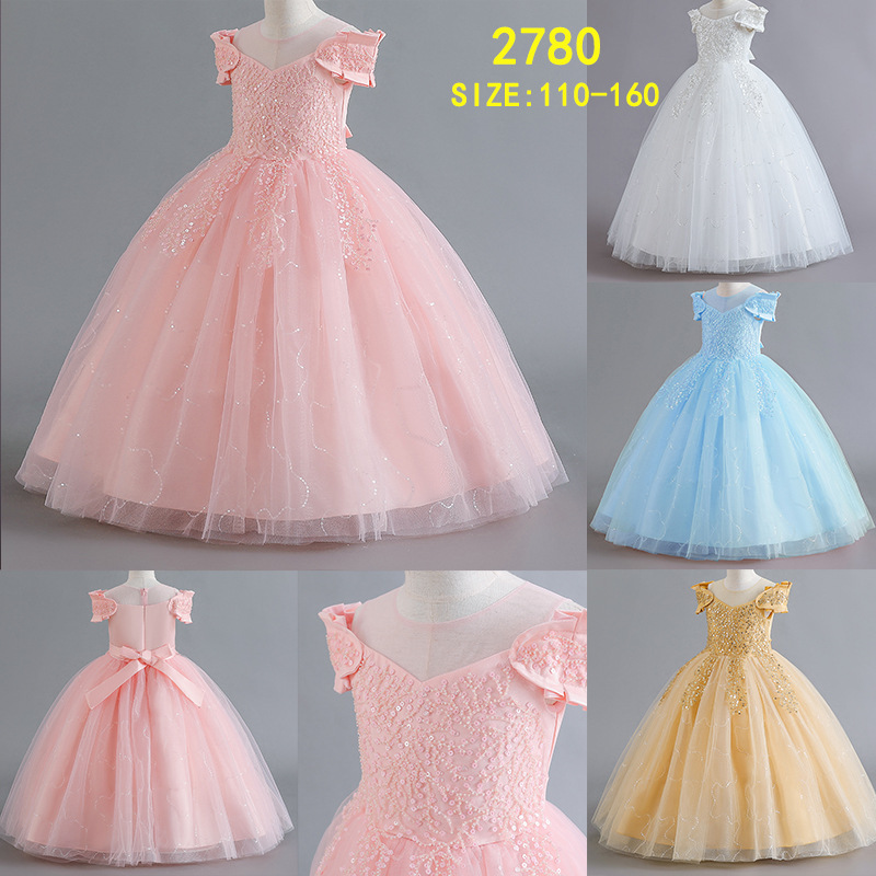 Cross-Border Fashion Super Fairy Princess Dress Girls Fluffy Gauze Children's Dress Wedding Dress Fashionable Flower Girl Piano Performance Dress