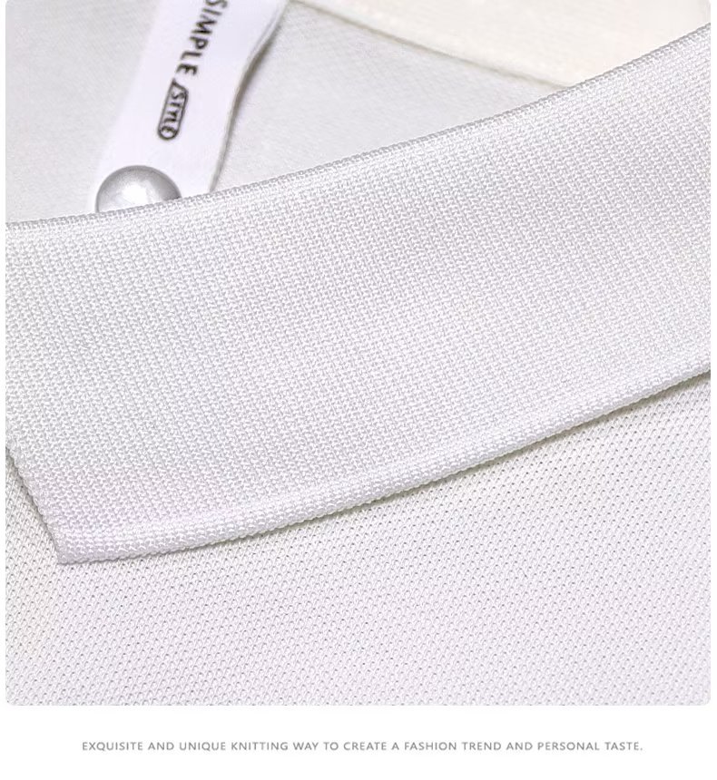 Sommerliches, dünnes, perlmuttfarbenes, gestreiftes Poloshirt für Herren mit kurzen Ärmeln, Marke, lockere und trendige Herren-Sommerstickerei_voghion.com