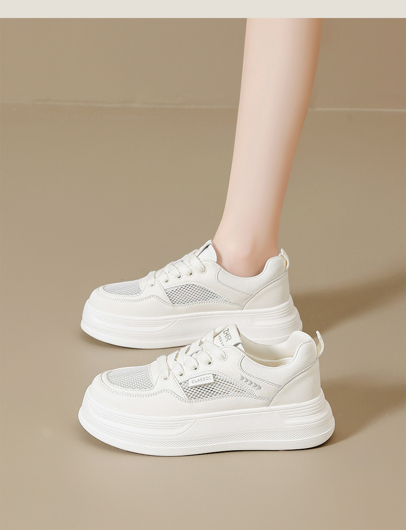 Giày sneaker nữ chunky đế dày tăng chiều cao 4cm, lưới thoáng khí siêu nhẹ — AL35E mét màu bạc chi tiết 16