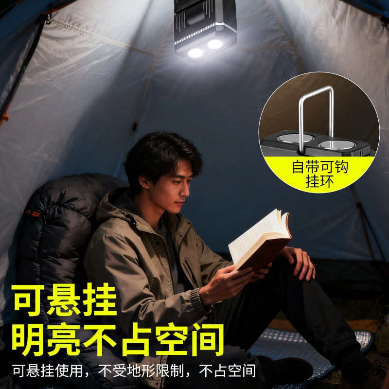 New multifunctional outdoor camping light with hook, extendable handheld lighting, and magnetic work light