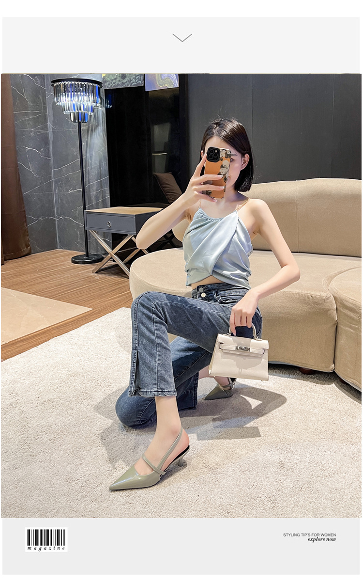 European and American Pointed Women's Summer Fashion is Simple and Slimming, with Slim Heels and Sandals. Versatile High Heels_voghion.com