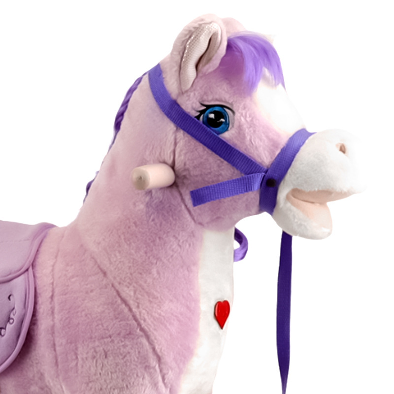 Caballo Mecedora de Unicornio para Niños de Peluche y Madera Maciza con Música y Sonido