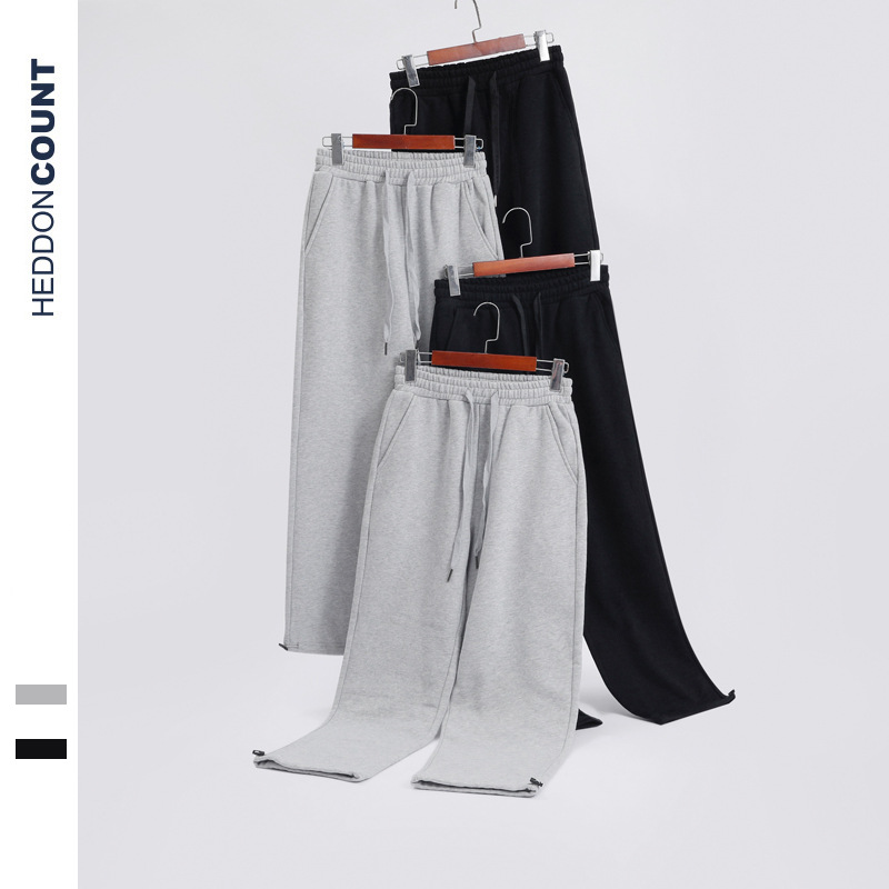 Foreign Trade Supply 2026 Winter Heavyweight 350g Fleece-Lined Men's Jogger Pants Thick Straight-Leg Sweatpants Factory Wholesale