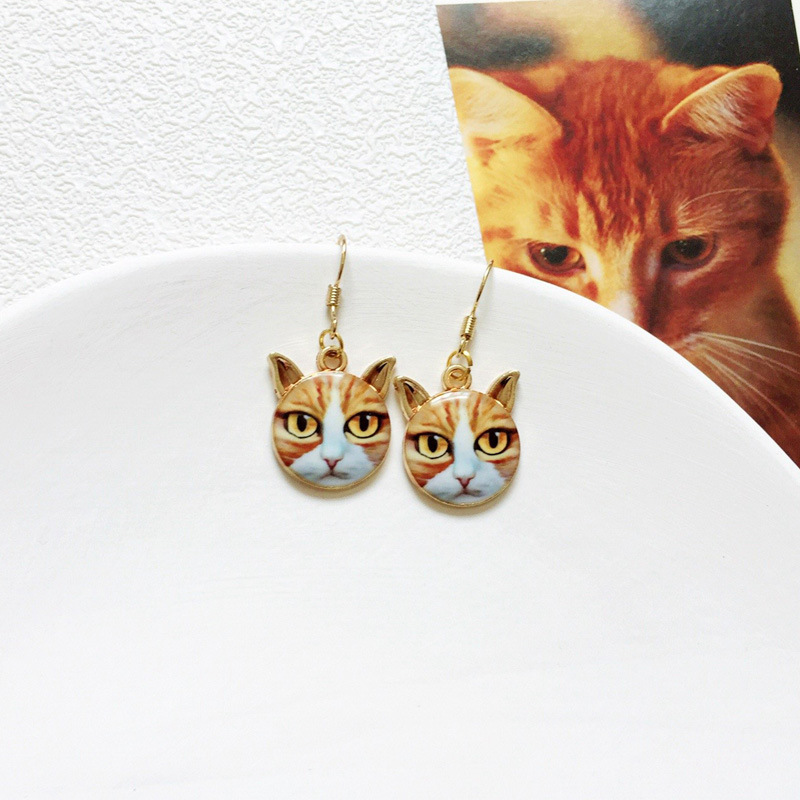 Lindo Gato Metal Esmalte Mujeres Pendientes De Gota 1 Par display picture 16