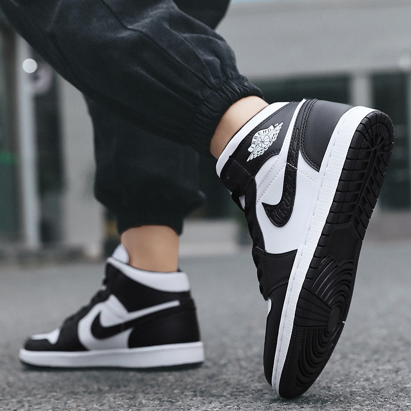 Aj Men's Shoes Summer High-Top Basketball Shoes Air Force One Reverse Panda Aj1 Casual Sports Sneakers Dunk Women's Shoes