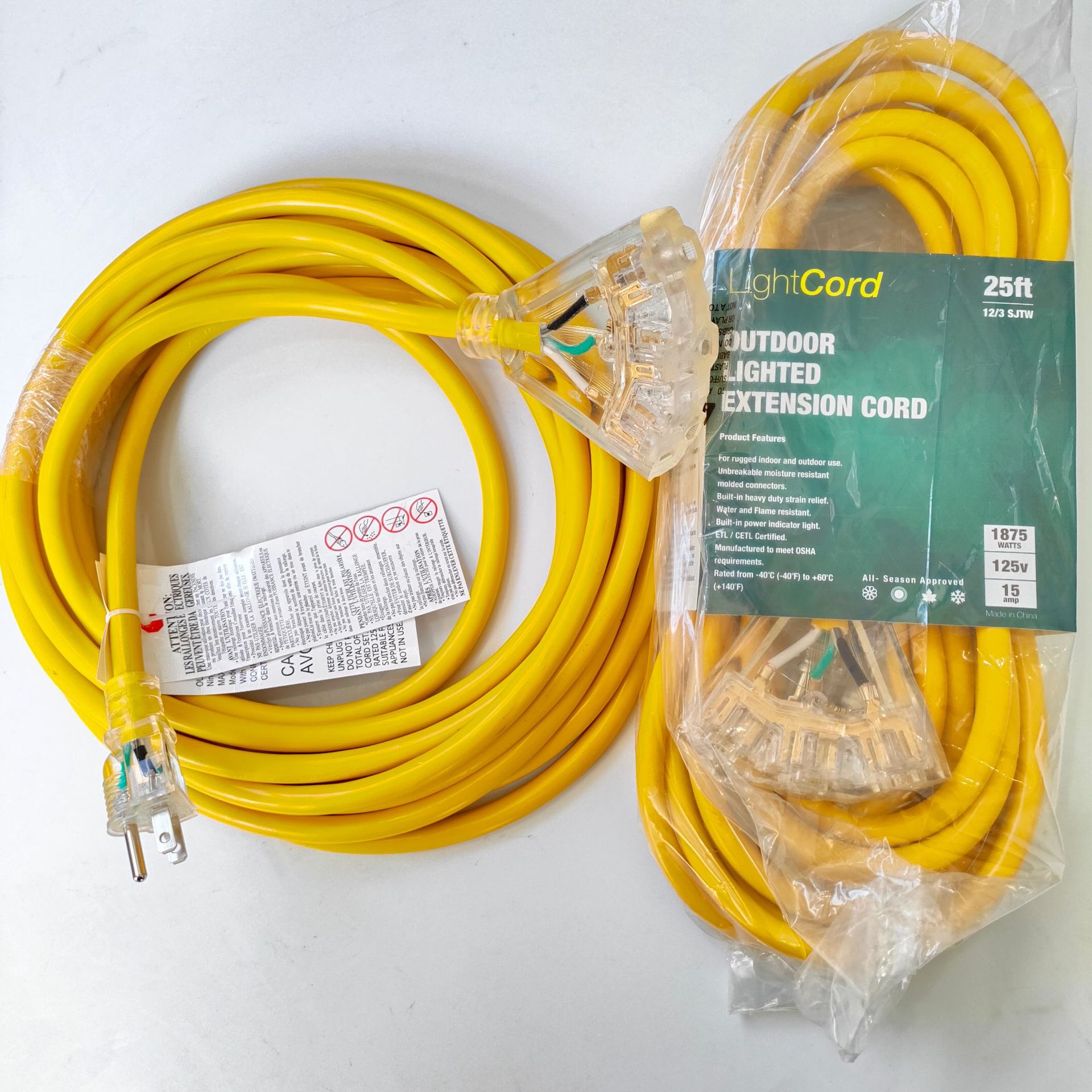 美标NEMAXN515P/XN515R-C户外延长电源线15安培转15安培延长线