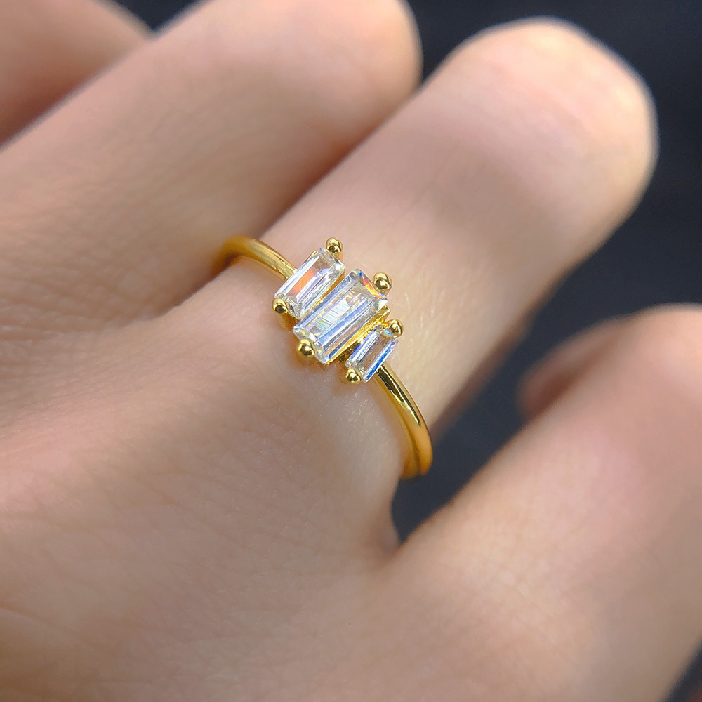 Fashion Geometric Copper Inlay Zircon Rings 1 Piece