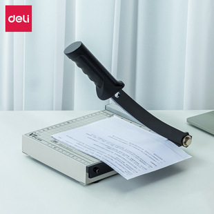 Deli 8016 paper cutter 380 x190mm (white gray) (handle) steel manual paper cutter grid ruler paper cutting