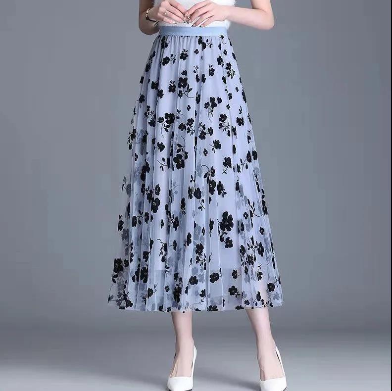 Women's Clothing large swing skirt gauze skirt thin drape skirt cover hips and show thinness _voghion.com