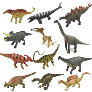 12 cross-border simulation PVC solid soft rubber puzzle dinosaur children's toy model stall stall boys and girls gift