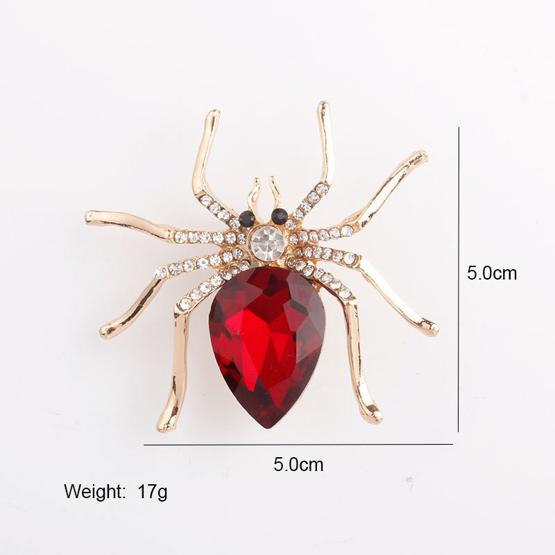 Halloween Brooch Cross-border Animal Spider Crystal Brooch Corsage Fashion Diamond-embedded Scarf Buckle Brooch Ornament Wholesale display picture 1
