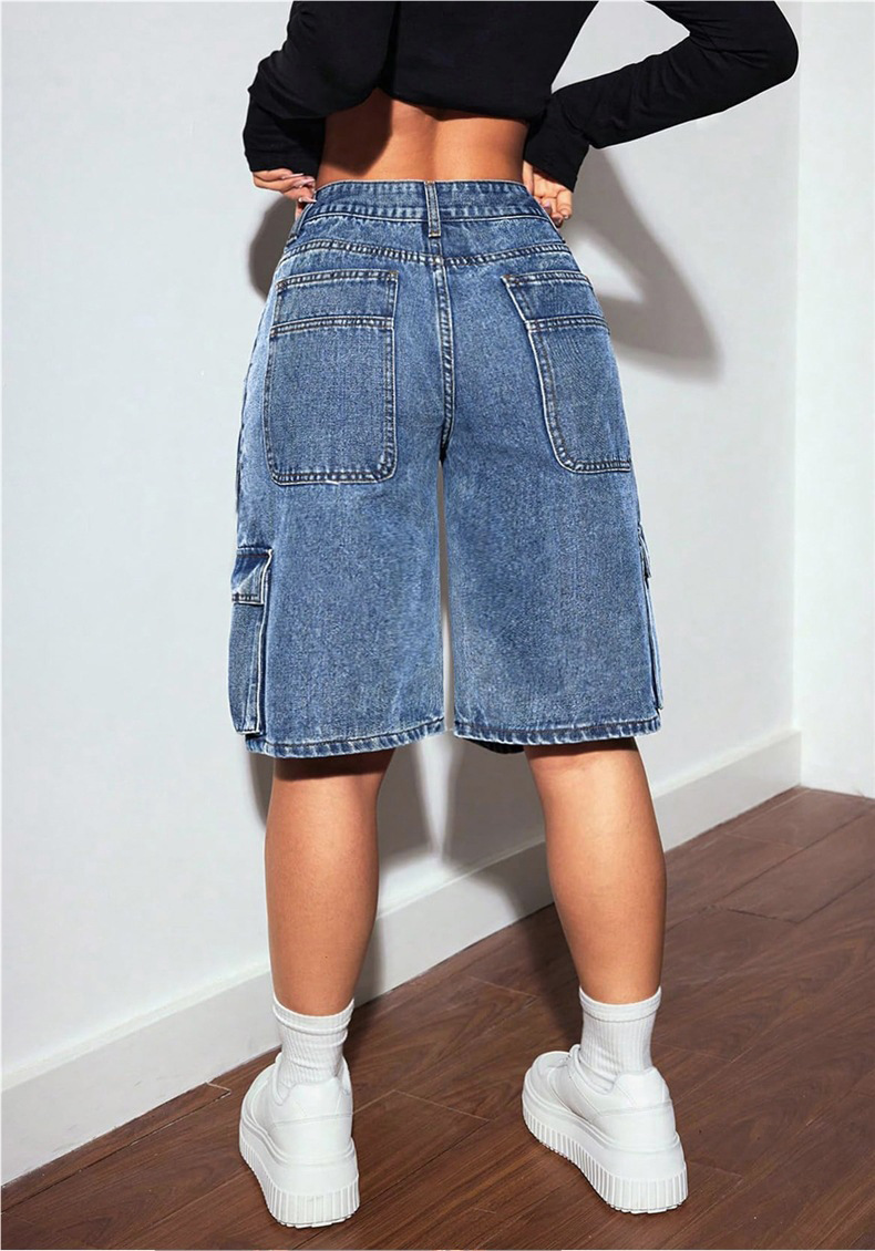 Women's Casual Straight Leg Jeans With Multiple Pockets - High Waist Washed Denim Pants For Streetwear & Daily Wear (Blue, S-Xxl)_ecoleips.com