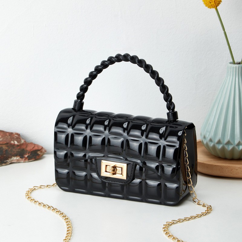 2023 nueva moda de color diamante cadenas de bloqueo bolsas de jalea de PVC bolsas de teléfono móvil bolsas de mujer al por mayor image 5
