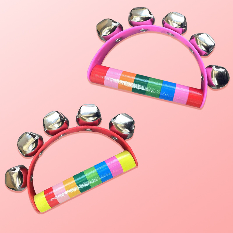 Mayorista de madera semicircular mano campana bebés ayuda educativa infantil música temprana percussión juguetes de caballo