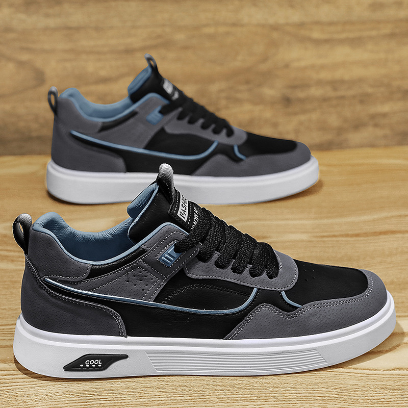 Work Men's Shoes 2026 Leather Surface Youth Sneakers Men's Versatile Casual Sports Winter Breathable Flat Durable Low-Top Shoes