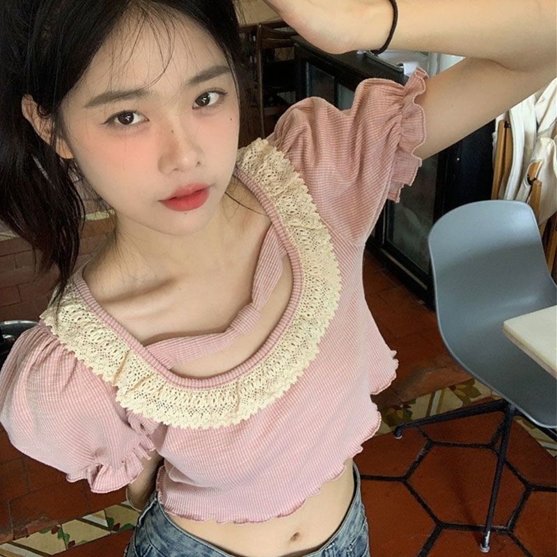 Summer Japanese cute lace short sleeve T-shirt for students