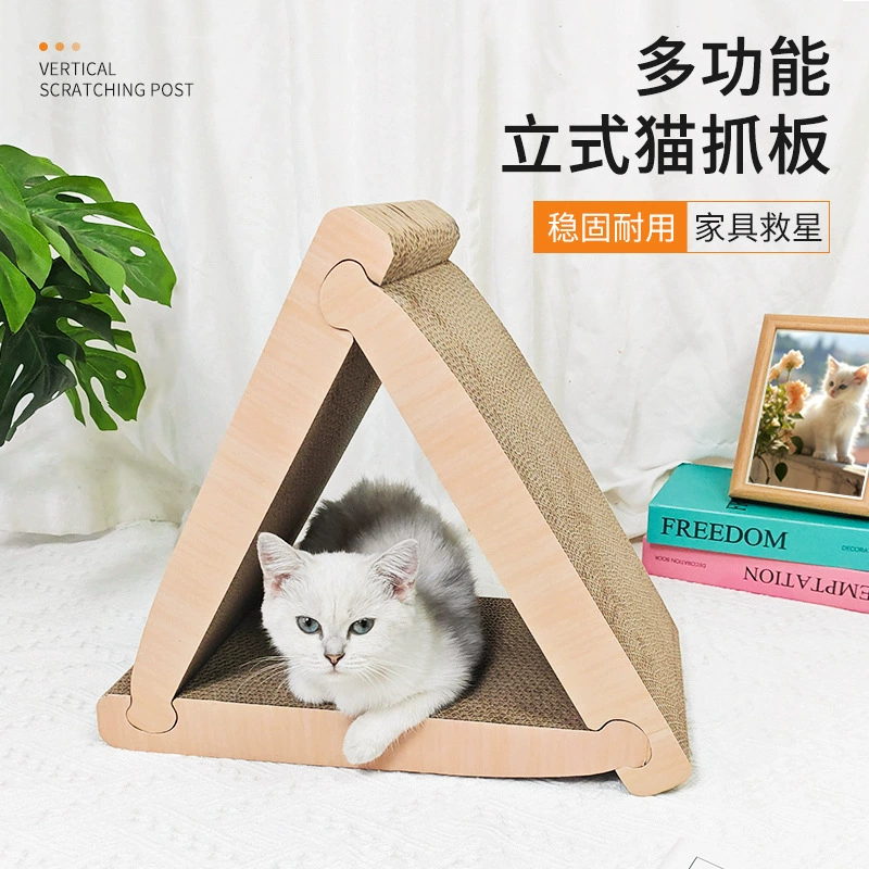 Трансграничная оптовая продажа новой треугольной доски для когтеточек для кошек, многофункциональная игрушка для кошек, износостойкая доска для когтеточек, прочное и съемное гнездо для кошек.