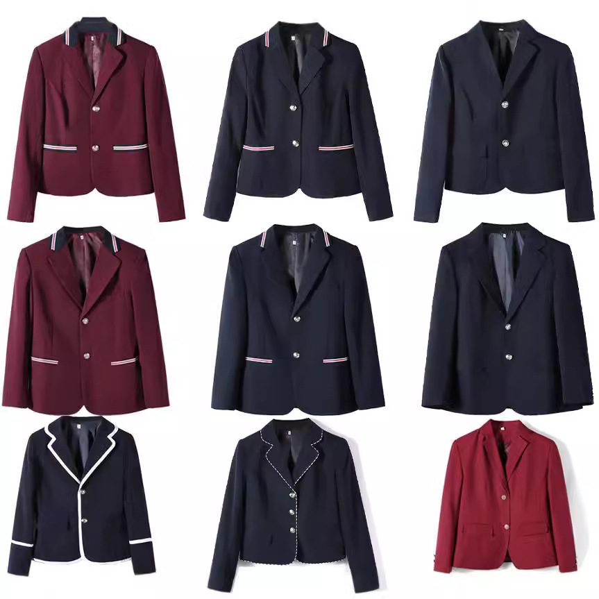 One-piece solid color long-sleeved jacket men's and women's suit Orthodox British style Japanese school uniform college style student school uniform