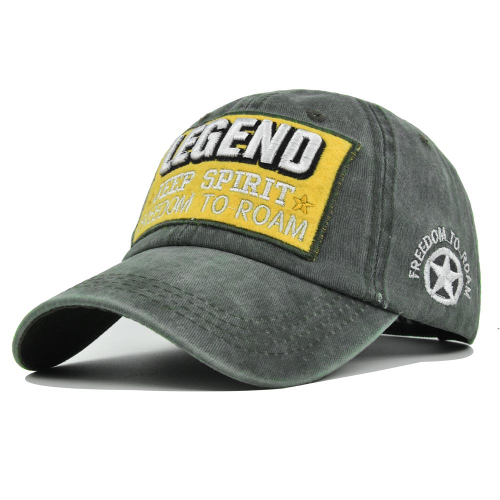 3D Sting LEGEND Baseball Geborduurde Duck Tongue Gewassen Oude Zonneklep Gebogen Dakrand Hoed_voghion.com