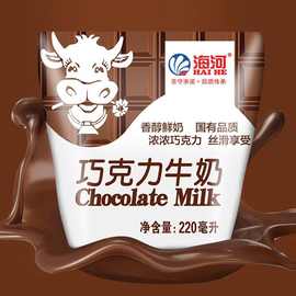 海河牛奶巧克力味220ml*10包整箱儿童营养早餐奶网红风味奶厂批发