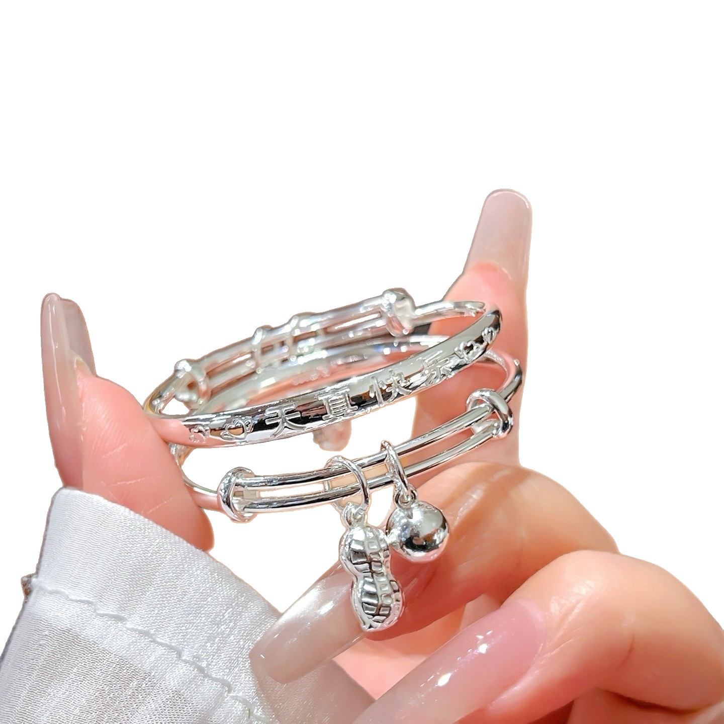 Brazalete de plata para bebés, brazalete de plata 999 inteligente y brillante para niños, niños, niñas y niños, joyas de plata de luna llena