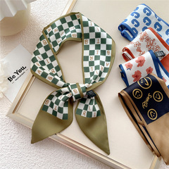 韓版ins小絲巾飄帶女春秋夏季百搭裝飾綁包包雙面圍巾領巾髮帶