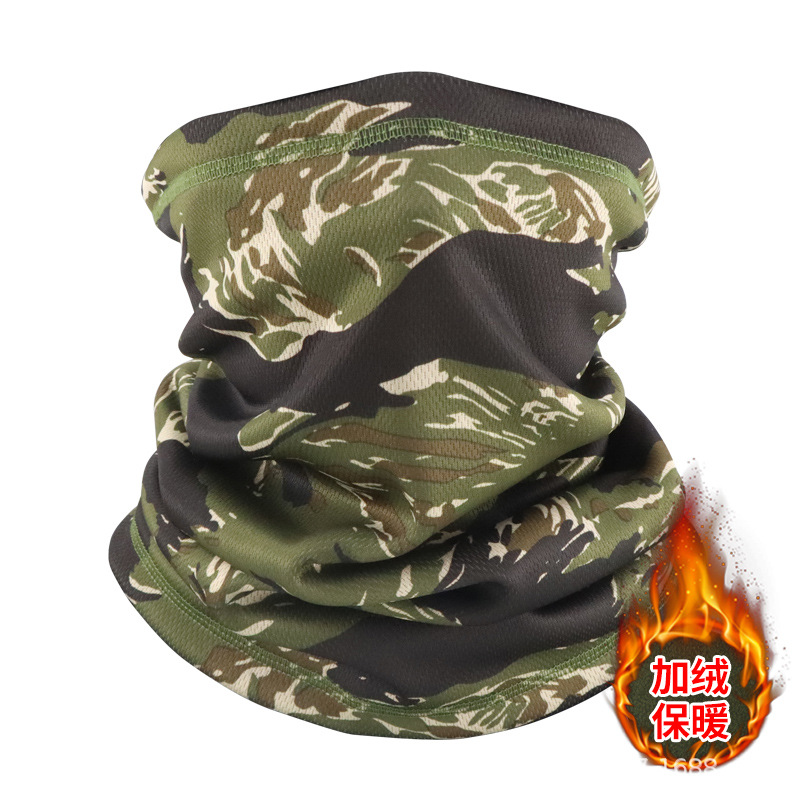Máscara de invierno transfronteriza con buñuelo de vello grueso turbante de camuflaje para montar al aire libre con cubierta de cuello caliente para esquiar
