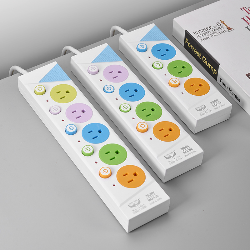 Sudamérica dos planos un redondo 345 interruptor independiente interruptor multicomruptor color brillante enchufe de enchufe de estilo americano