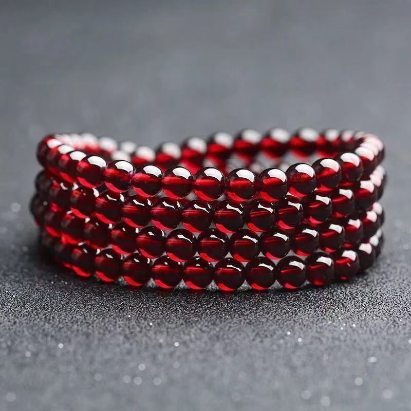 酒红色石榴石单圈手链多圈手串男女款直播福利品地摊走量手串批发