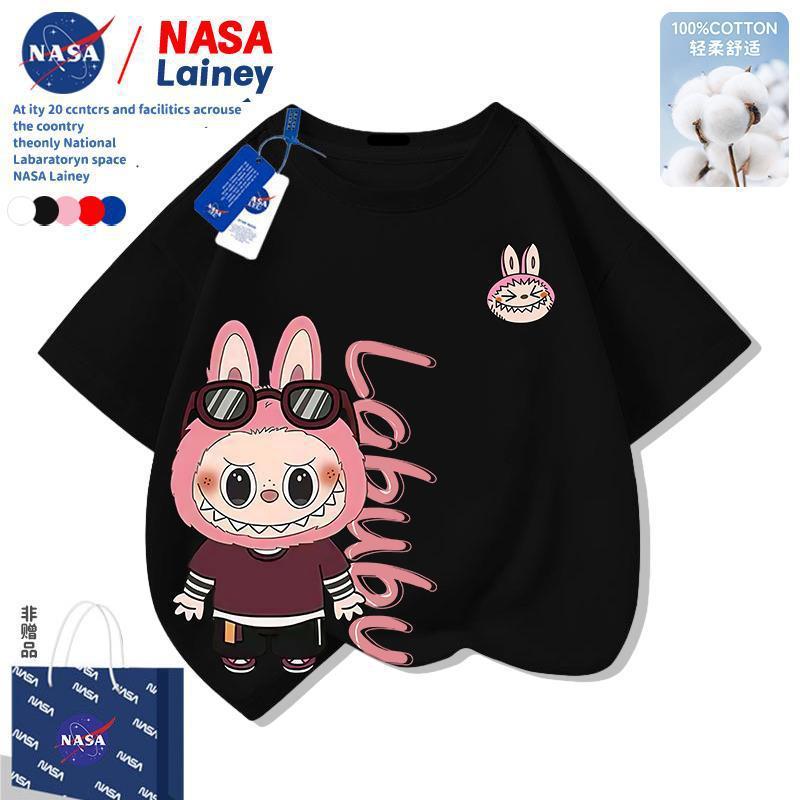 NASA labubu ラブブ半袖男の子と女の子の漫画 Tシャツ夏の新しいかわいいトップス多用途|undefined