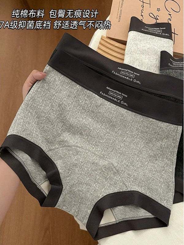 Monido Gray Women's Silk Crotch Briefs, Skin-Friendly, Mid-High Waist, Full Coverage, Seamless