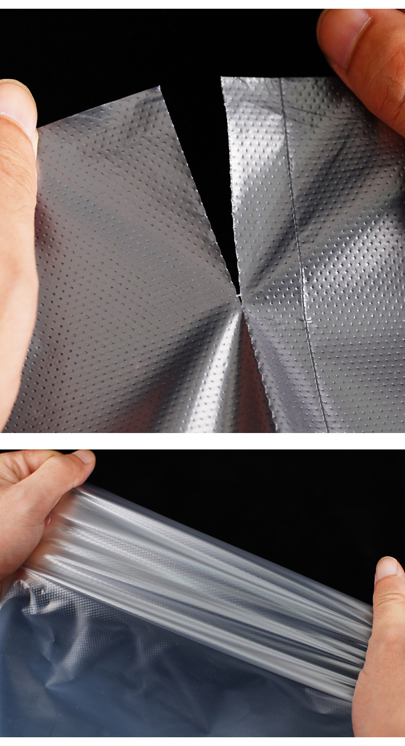 Supermarket continuous roll bags, point-break PE brand new material disposable plastic bags, thickened flat-mouth preservation bags for fresh food pic 11