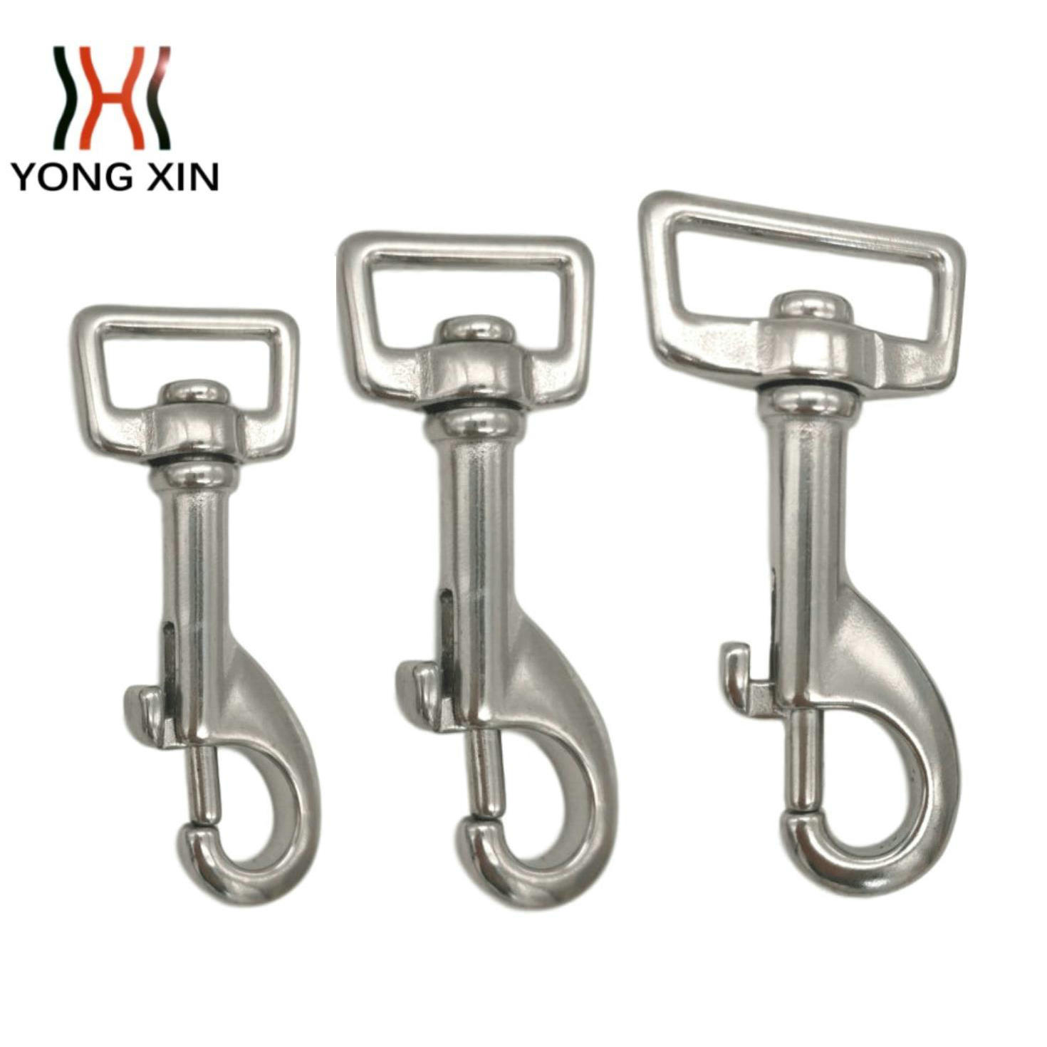 不锈钢方环单头钩 弹簧钩 旋转钩 宠物牵引绳钩 织带绳钩 索具