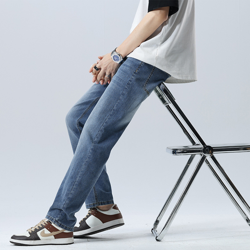 Men Jeans2024 Spring and Summer New Fashion Brand Versatile Slimming Look Slim Straight Casual Jeans for Men