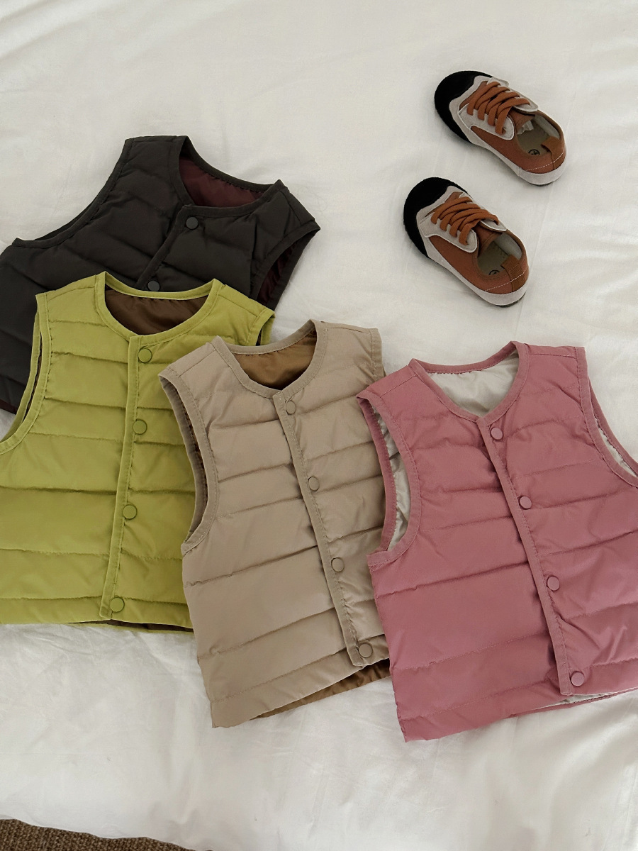 Otoño e Invierno nuevo chaleco de plumón para niños pato blanco abajo ropa para niños Chaleco de bebé chaleco casual de una sola pieza entrega