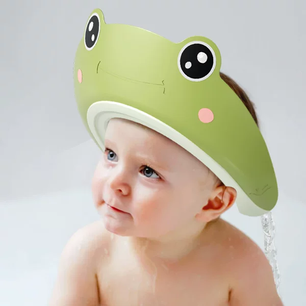 Shampoo cap children's shower cap frog infant shampoo cap waterproof adjustable silicone ear protection baby shampoo artifact