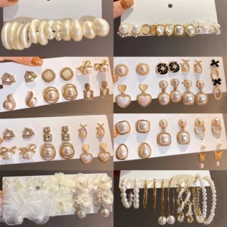 银针光面C形几何耳钉套装轻奢高级感气质耳环时尚简约百搭耳饰女