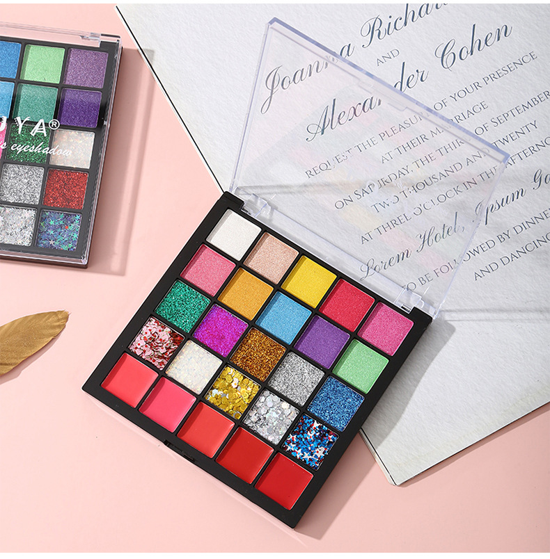 25-color eyeshadow palette, large sequins, super sparkling pearlescent, Children's Day student stage performance makeup set, student cosmetics undefined