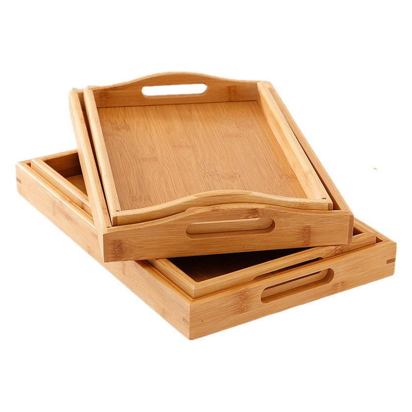 Ресторан Японский бамбуковый поднос Чайный поднос Прямоугольный бамбуковый чайный поднос Деревянный поднос для барбекю Простой поднос из цельного дерева