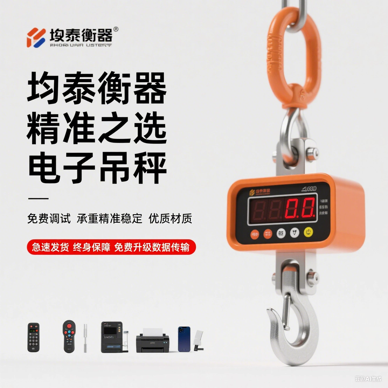 Электронные крановые весы 1 тонна, 2 тонны, 3 тонны, 5 тонн, 10 тонн, крюковые весы, передвижные подвесные весы, беспроводная печать, высокоточные цифровые весы