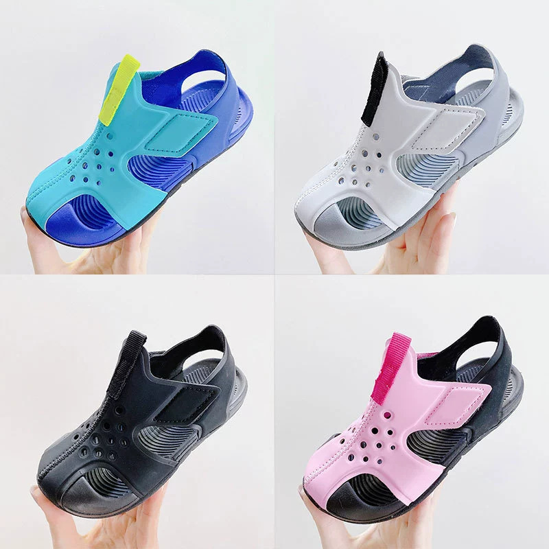Aircraft Wing Velcro Children's Croc Shoes Boys and Girls 2024 Summer New Small Fresh Breathable Baotou Sandals Wholesale