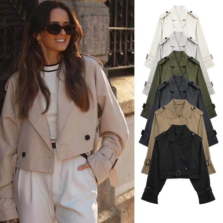 Γυναικεία Ρούχα TRAFZA, αποκλειστικό σε πωλήσεις γυναικείο κοντό, μονόχρωμο, αντιανεμικό μπουφάν με μακριά μανίκια και casual σχέδια._voghion.com