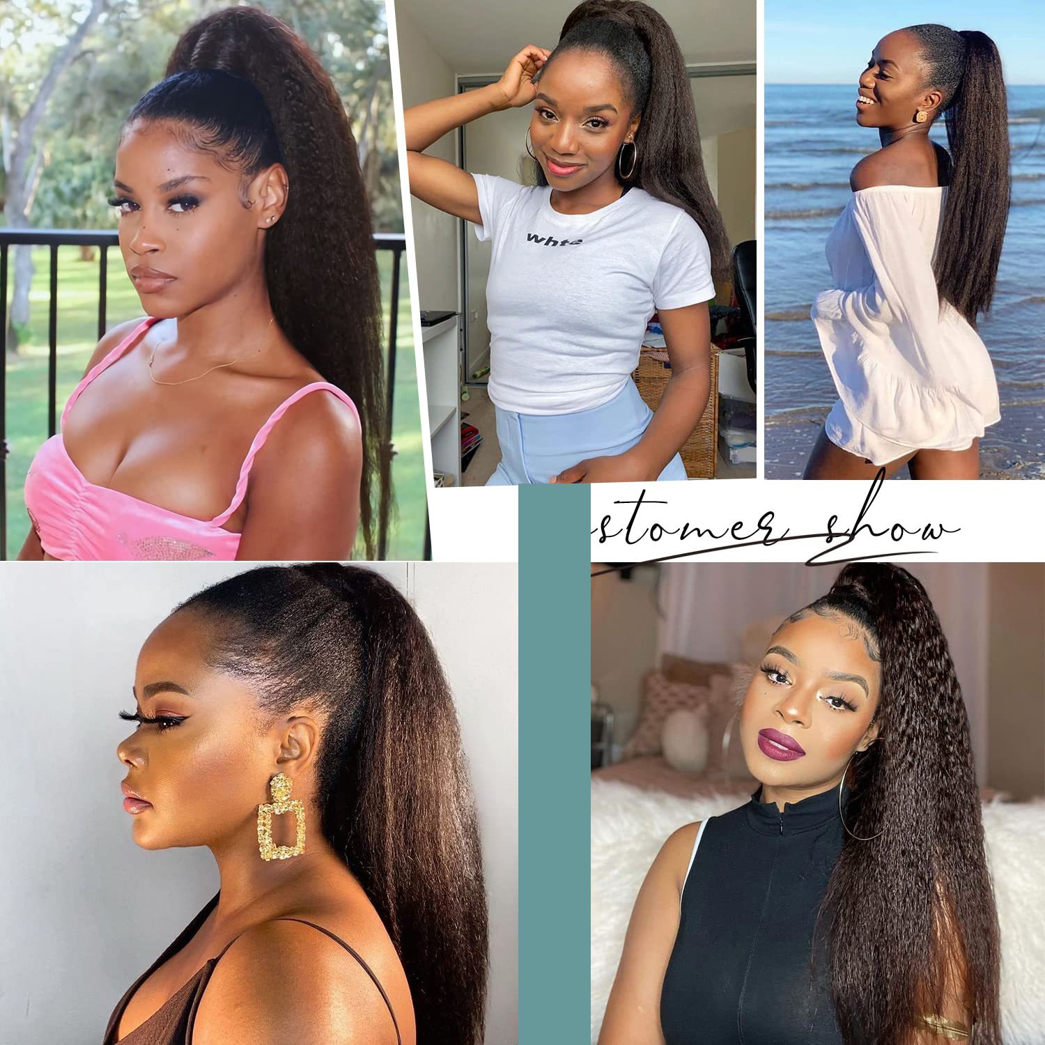 Synthetic hair Straight corn whisker fluffy Velcro ponytail_voghion.com