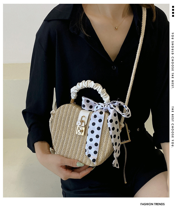 528g Weight Women's Medium Straw Solid Color Vacation Beach Ribbon Weave Lock Clasp Straw Bag